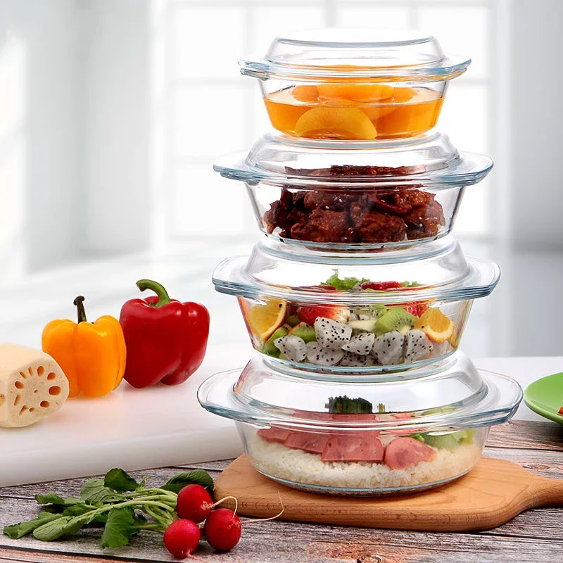 Dim Sum Basket - Cuenco de vidrio templado con tapa,