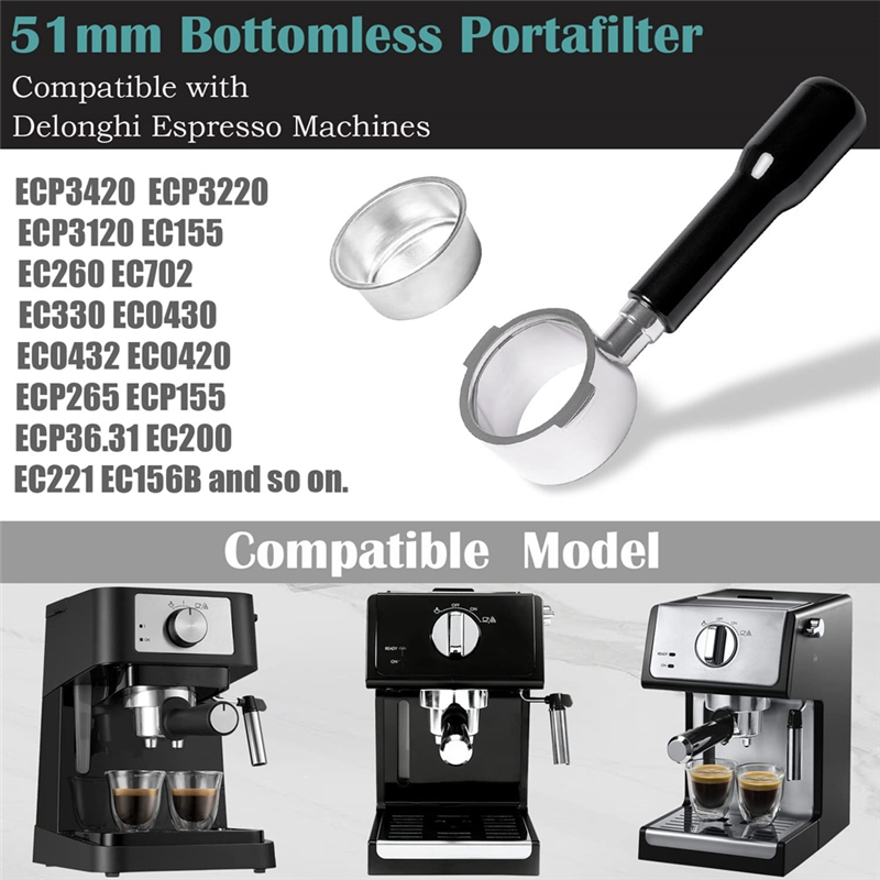 Delonghi Espresso Ecp3420 - Portafiltro sin fondo ABYN-51Mm 2 orejas