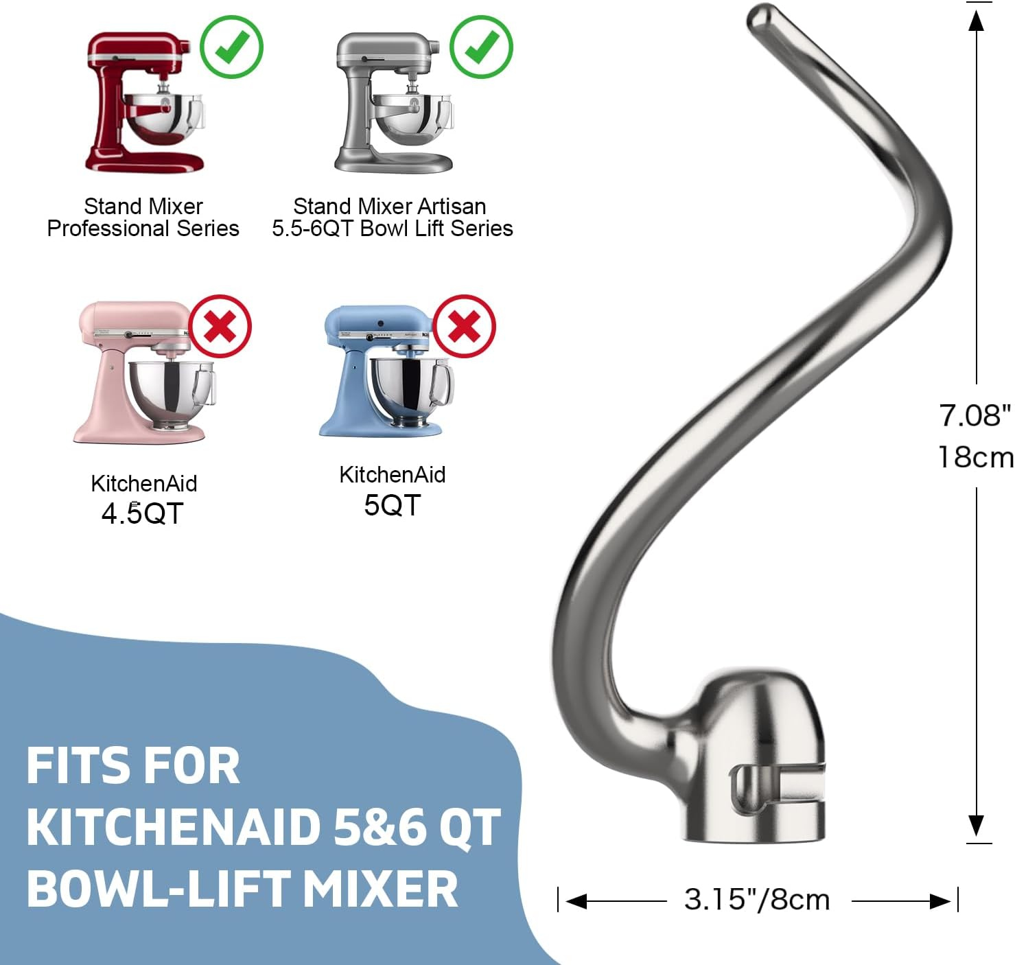 Gancho para masa de acero inox - Kitchenaid Mixer Pro 600 reseña y precio